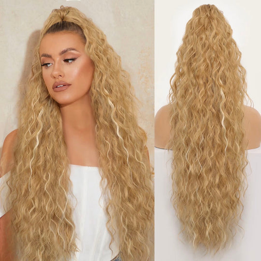 🩷Curly Wavy Frizzy Hair Extension with Ponytail