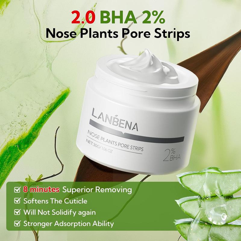 LANBENA 2.0 Blackhead Remover, Nose Plants Pore Strips Deep Cleansing Peel off Mask , 60Pcs Nose Strips Black Heads Remover from Face-New Year Gift