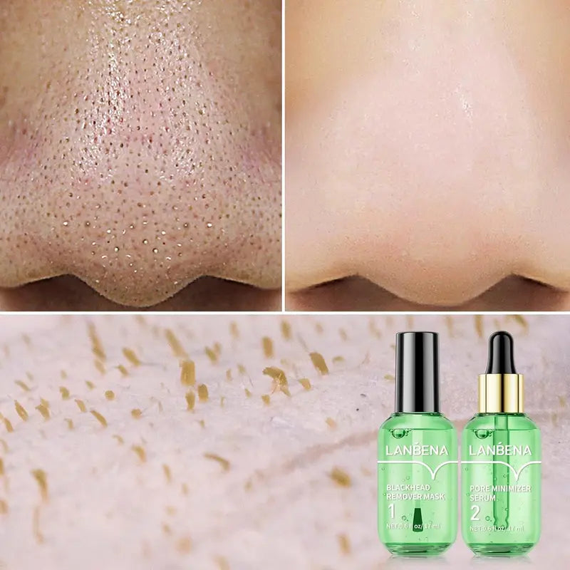 LANBENA Green Tea Blackhead Remover 100 sheet Nose Pore Strips & Pore Minimizer Serum Peel Off Mask for Pores, Nose, Chins & Face