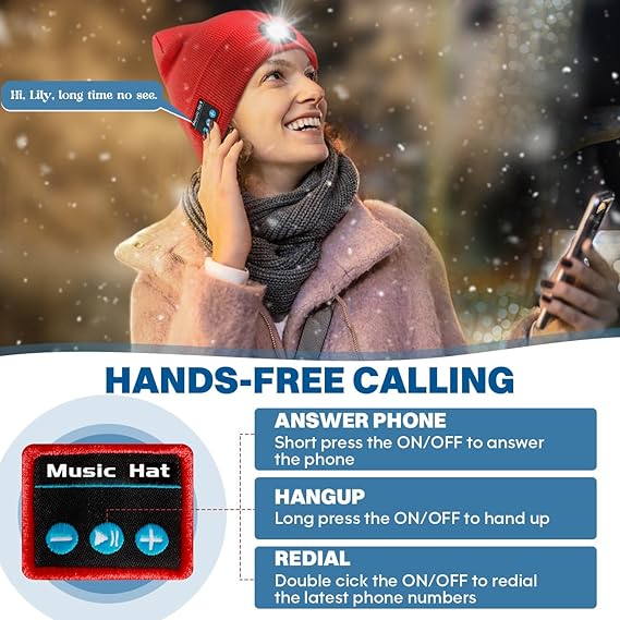 🎄Căciulă Bluetooth cu LED