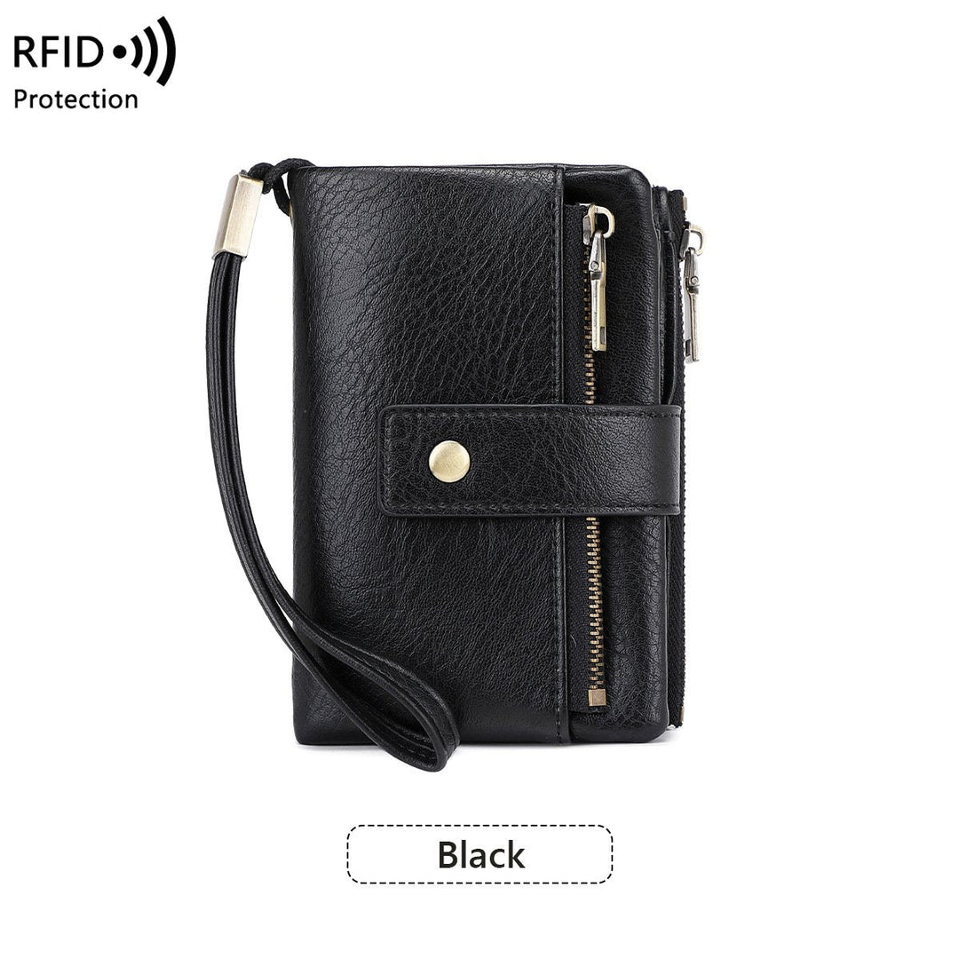 RFID-blokkerende lærlommebok for kvinner