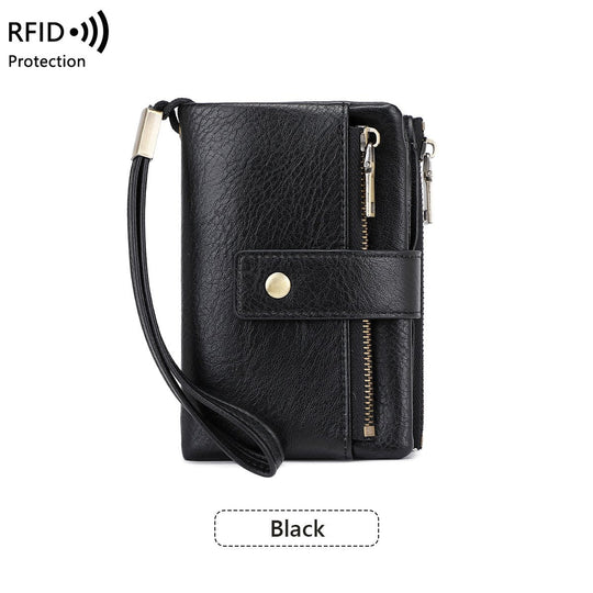 RFID-blokkerende lærlommebok for kvinner