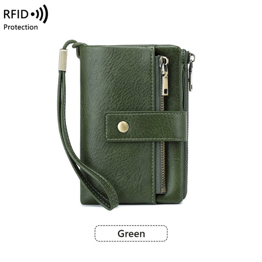RFID-blokkerende lærlommebok for kvinner