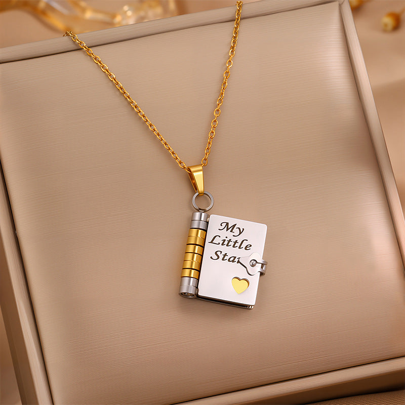 My Little Star Book Necklace for Daughter, Birthday Day Gift Return to School Jewelry of Love