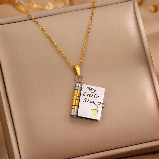 My Little Star Book Necklace for Daughter, Birthday Day Gift Return to School Jewelry of Love