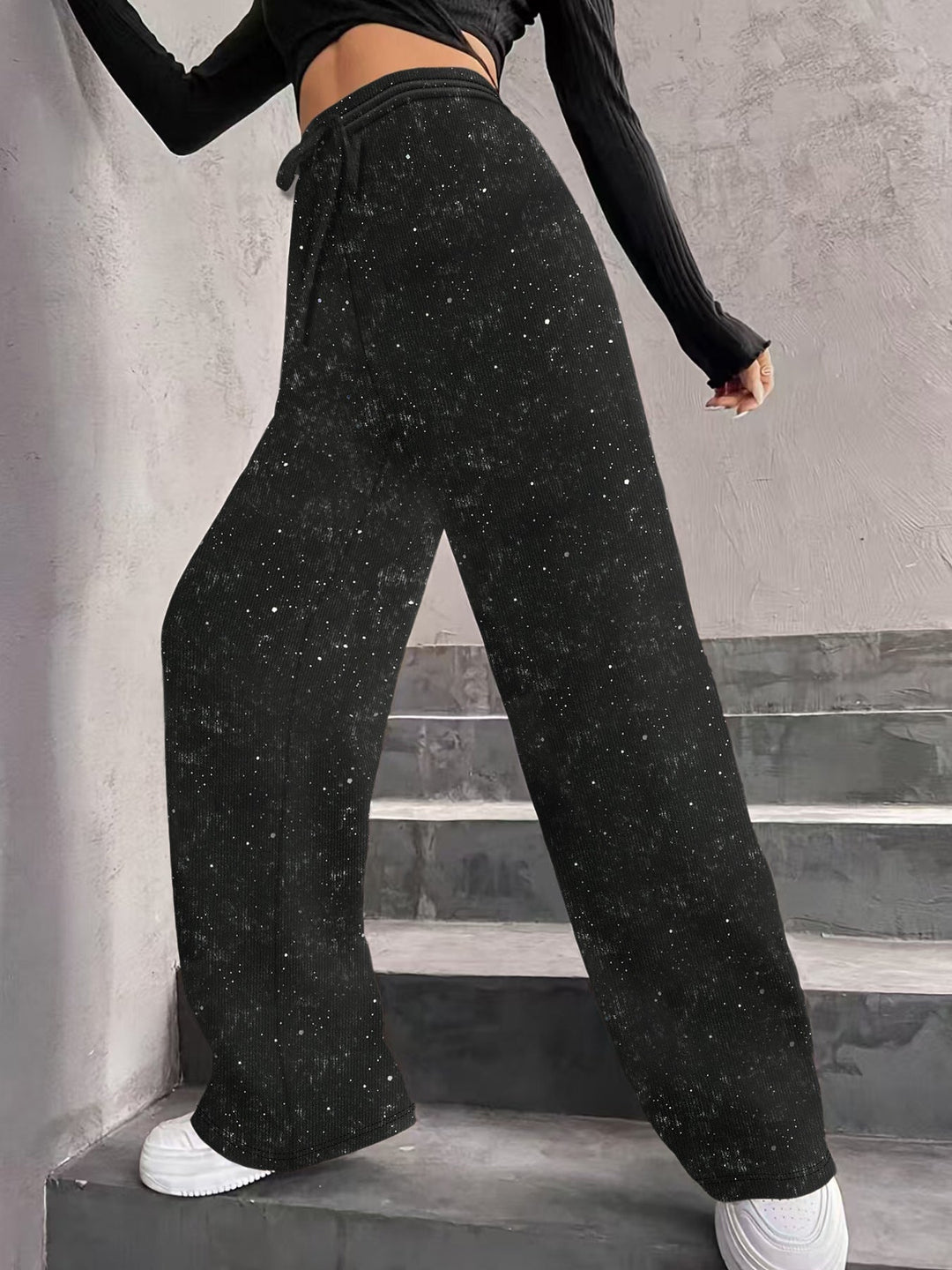 💖ULTIMO GIORNO DI VENDITA 50% DI SCONTO🥰Pantaloni larghi da donna con paillettes e elastico in vita