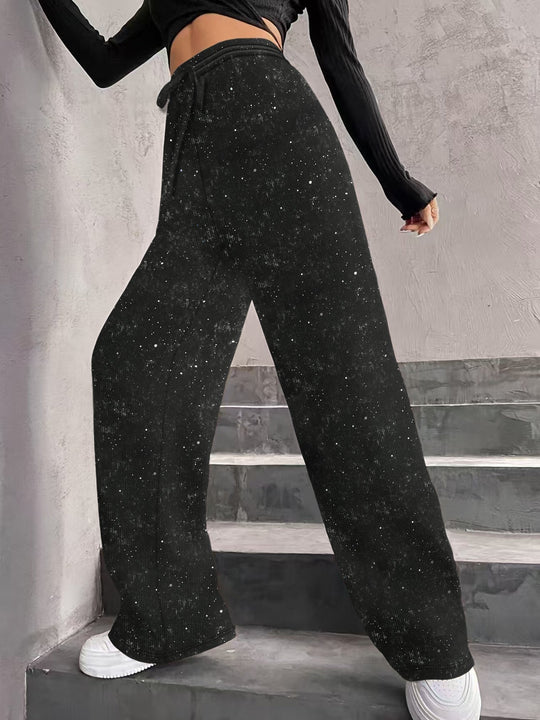 💖ULTIMO GIORNO DI VENDITA 50% DI SCONTO🥰Pantaloni larghi da donna con paillettes e elastico in vita