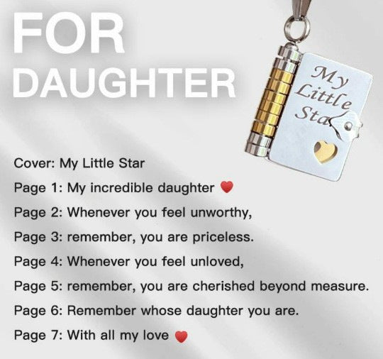 My Little Star Book Necklace for Daughter, Birthday Day Gift Return to School Jewelry of Love