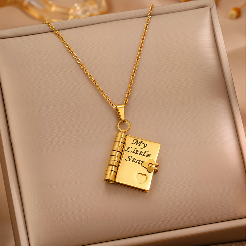 My Little Star Book Necklace for Daughter, Birthday Day Gift Return to School Jewelry of Love