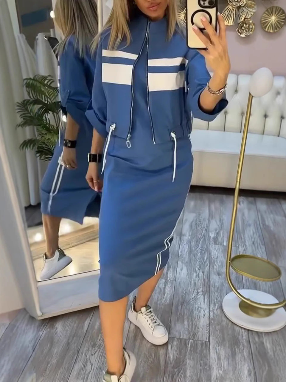 ❄️Women's Stand Collar Jacket & Dress Set