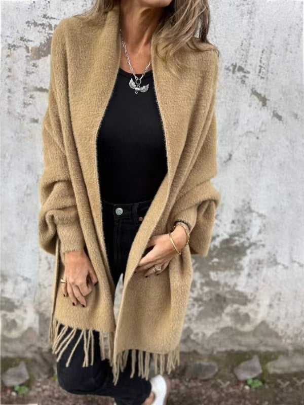 🔥🖤Black Friday Sale:50% OFF🔥Women's Long Sleeve Casual Tassel Shawl Coat