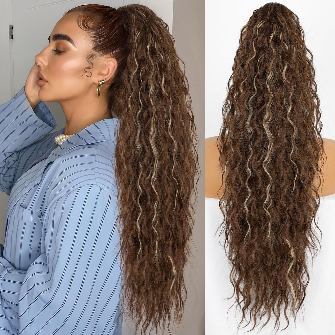 🩷Curly Wavy Frizzy Hair Extension with Ponytail