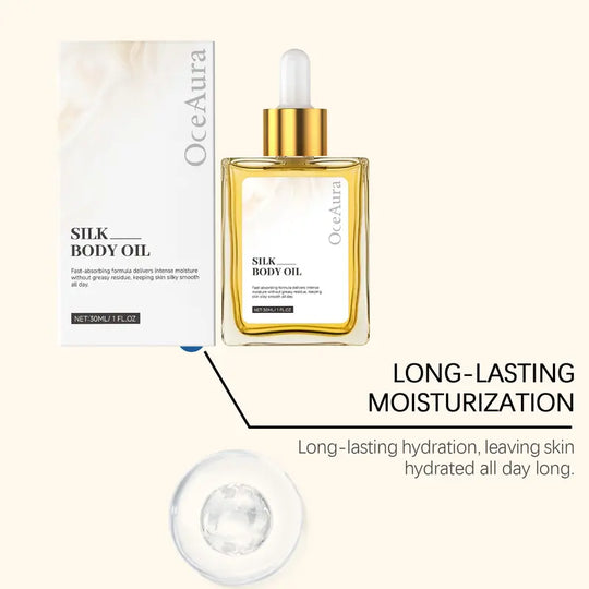 Oceaura Silk Soft Body Oil 30ML, Djupgående återfuktning & Långvarig återfuktning, icke-fet formula, närande hudvårdsprodukt