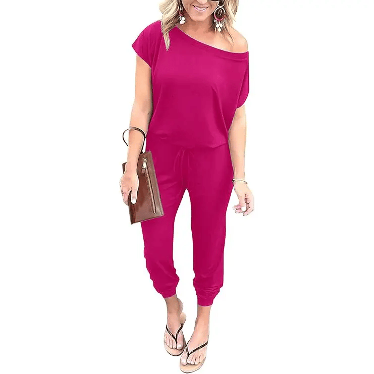 PRETTYGARDEN Women's Jumpsuit – Shoulder Elastic Waist Stretchy Loose Minimalist Comfy Clothes 🌸✨