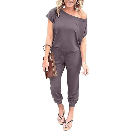 PRETTYGARDEN Women's Jumpsuit – Shoulder Elastic Waist Stretchy Loose Minimalist Comfy Clothes 🌸✨