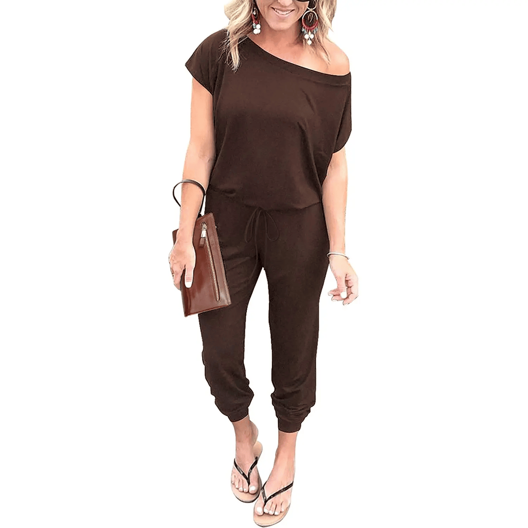 PRETTYGARDEN Women's Jumpsuit – Shoulder Elastic Waist Stretchy Loose Minimalist Comfy Clothes 🌸✨
