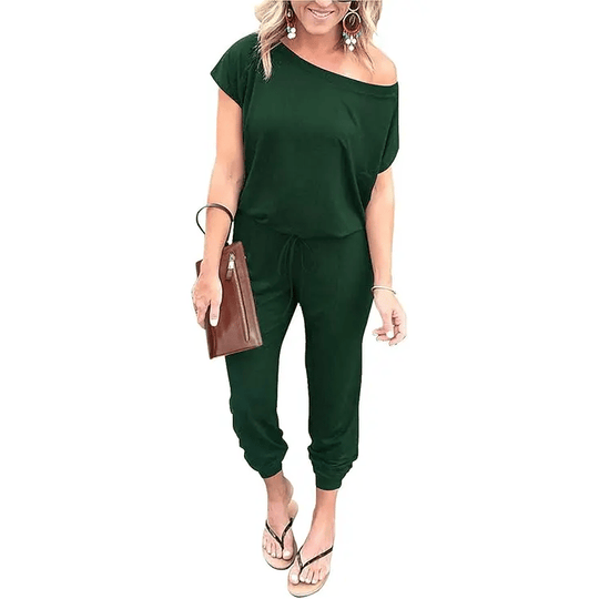 PRETTYGARDEN Women's Jumpsuit – Shoulder Elastic Waist Stretchy Loose Minimalist Comfy Clothes 🌸✨