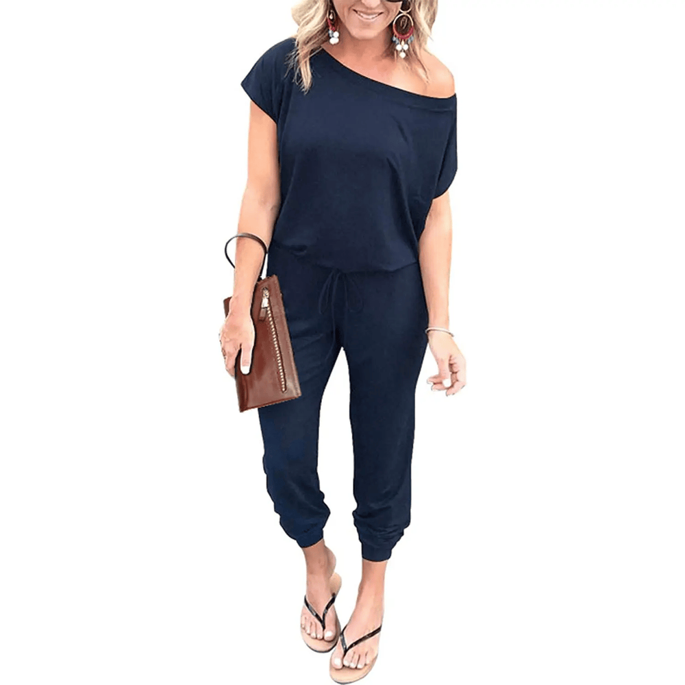 PRETTYGARDEN Women's Jumpsuit – Shoulder Elastic Waist Stretchy Loose Minimalist Comfy Clothes 🌸✨