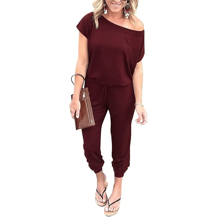 PRETTYGARDEN Women's Jumpsuit – Shoulder Elastic Waist Stretchy Loose Minimalist Comfy Clothes 🌸✨