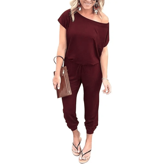 PRETTYGARDEN Women's Jumpsuit – Shoulder Elastic Waist Stretchy Loose Minimalist Comfy Clothes 🌸✨