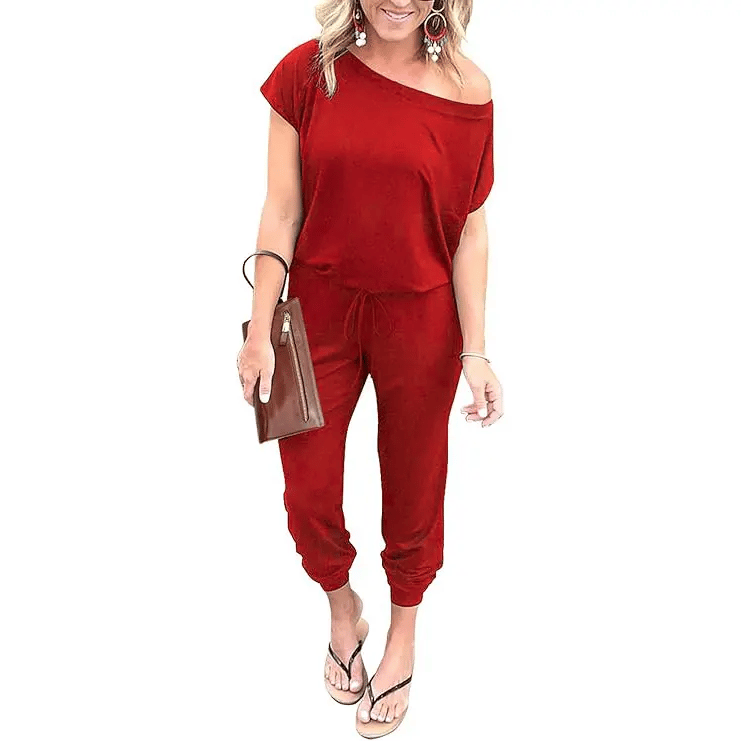 PRETTYGARDEN Women's Jumpsuit – Shoulder Elastic Waist Stretchy Loose Minimalist Comfy Clothes 🌸✨