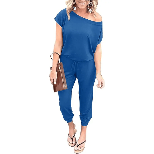 PRETTYGARDEN Women's Jumpsuit – Shoulder Elastic Waist Stretchy Loose Minimalist Comfy Clothes 🌸✨