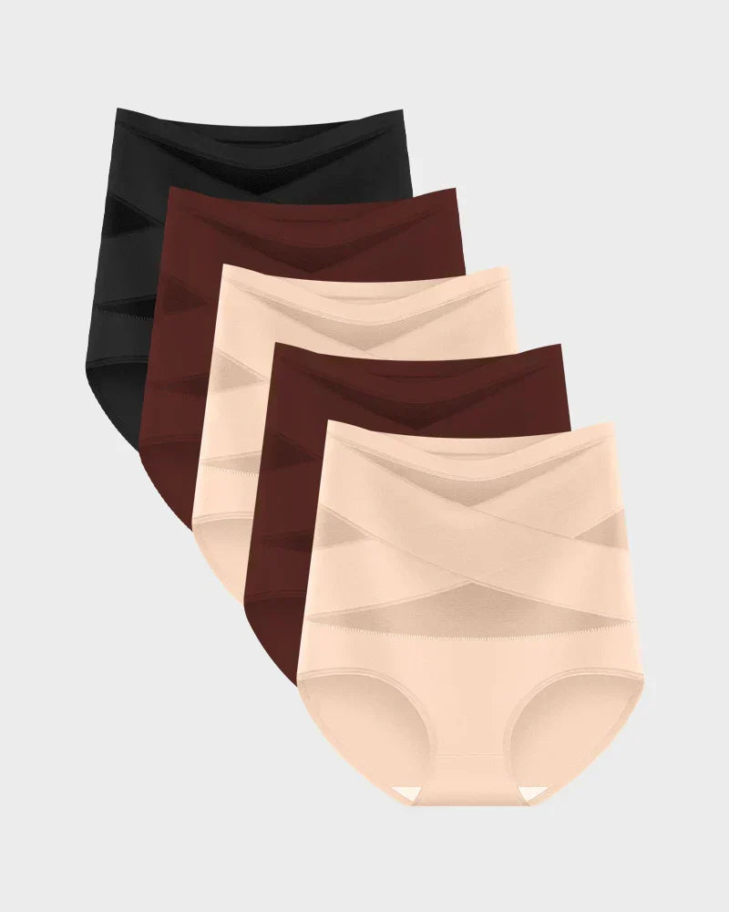 🥰Limited Sale 50% OFF💟Plus-Size High-Waist Cross Tummy Control Panties