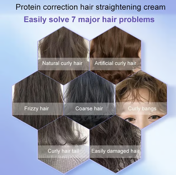 Crema para alisar el cabello con corrección de proteínas