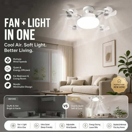 💡Foldable Socket Ceiling Fan Light with Remote, Energy-Saving Cooling & Lighting for Bedroom & Home