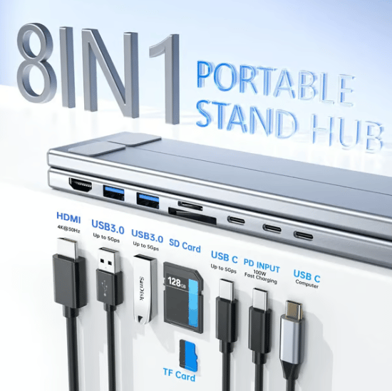 USB C Laptop Stand with Docking Station