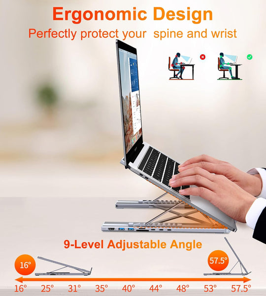 USB C Laptop Stand with Docking Station