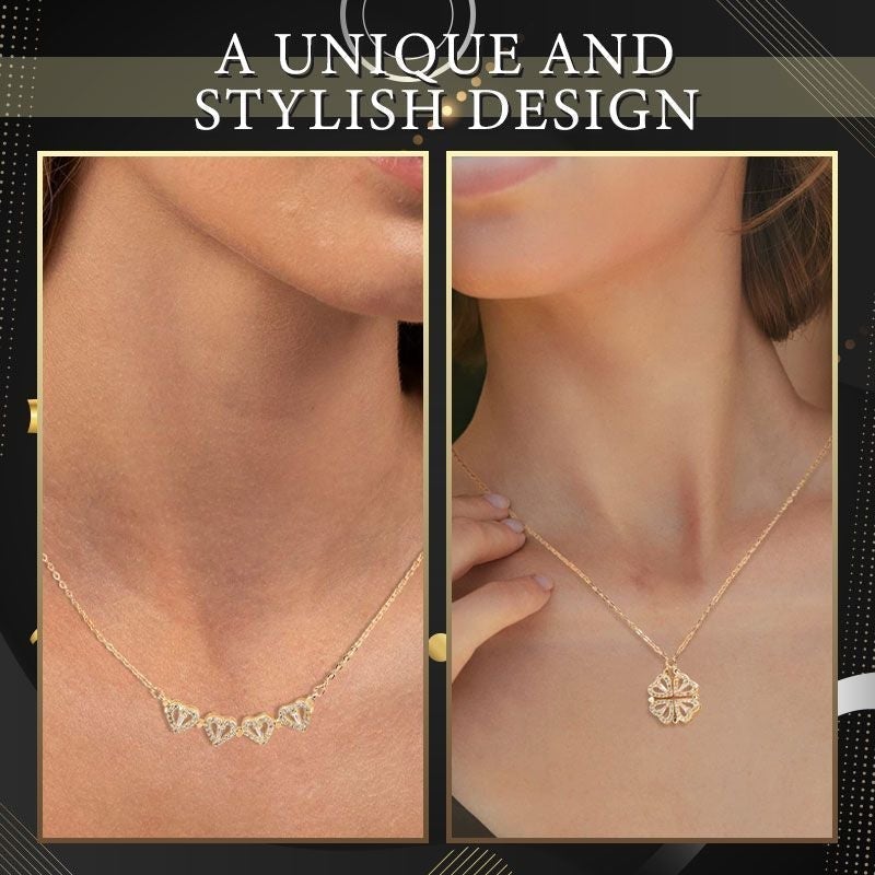 🎁Geriausia Kalėdų dovana🎁 Laimingas keturlapis dobilas & širdies formos karoliai