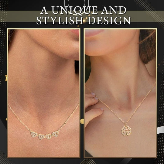 🎁Geriausia Kalėdų dovana🎁 Laimingas keturlapis dobilas & širdies formos karoliai