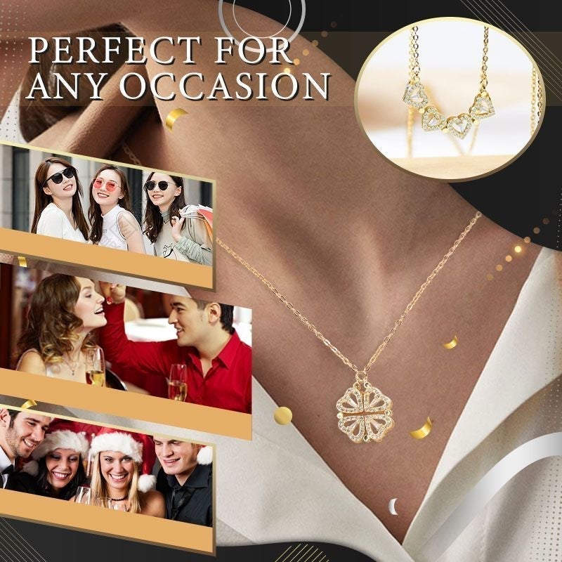 🎁Geriausia Kalėdų dovana🎁 Laimingas keturlapis dobilas & širdies formos karoliai