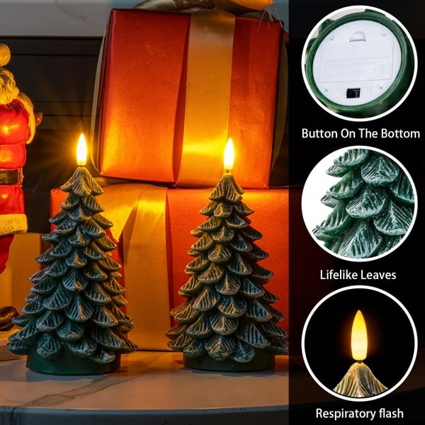 Christmas Tree Waxy LED Flameless Candles