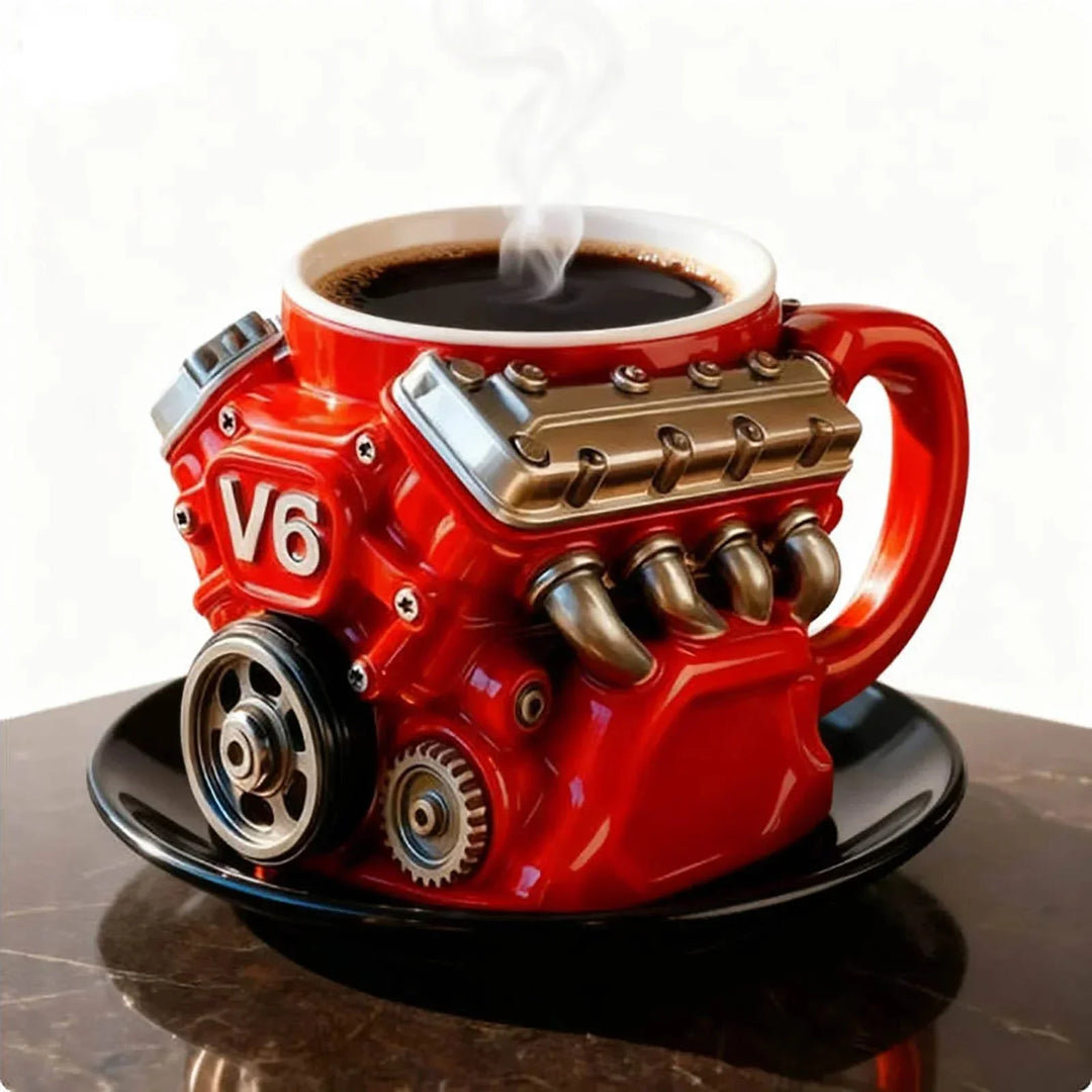 🔥Tazza da caffè retrò con motore, tazza in acciaio inossidabile con motori V8