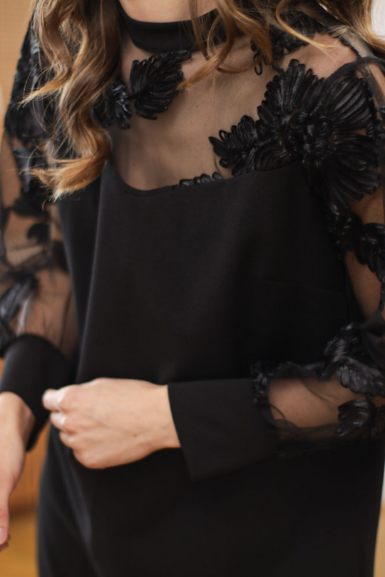 Icone™ MeshDress: Sophisticated Modern Style A-Line Mesh Dress
