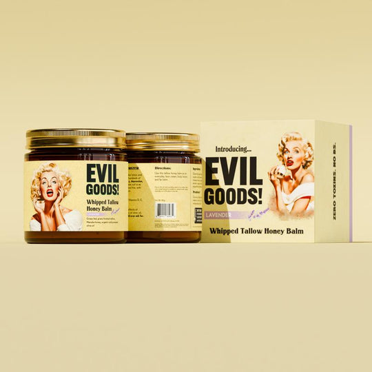 EVIL GOODS! Whipped Beef Tallow & Manuka Honey Organic Nourishing Face Cream Moisturizer Body Lotion Skin Care Lip Balm Hydrating Moisturizing 100% Natural Ingredients - Oil