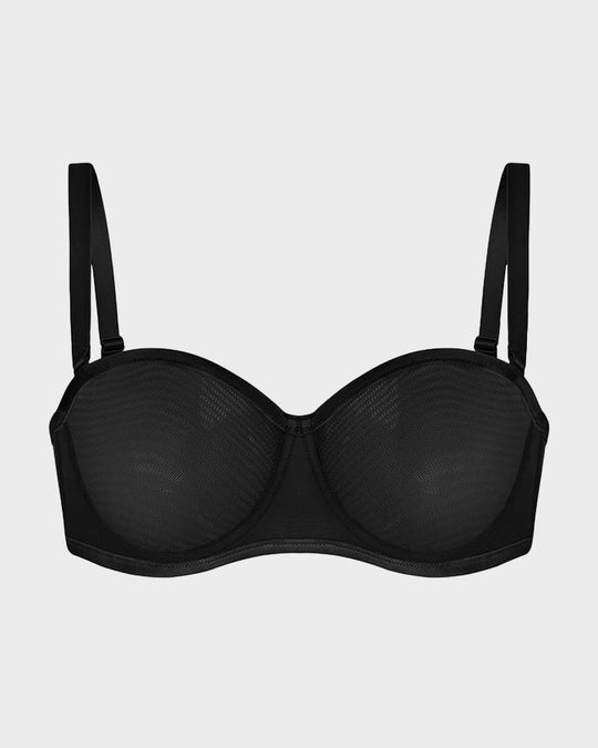 Strapless Mesh Underwire Balconette Bra