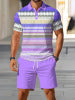 🔥Men's Short Sleeve Casual Set, Summer Beach Fashion Sport Wear, Plaid Pattern, Slim-Fitting, Above the Knee