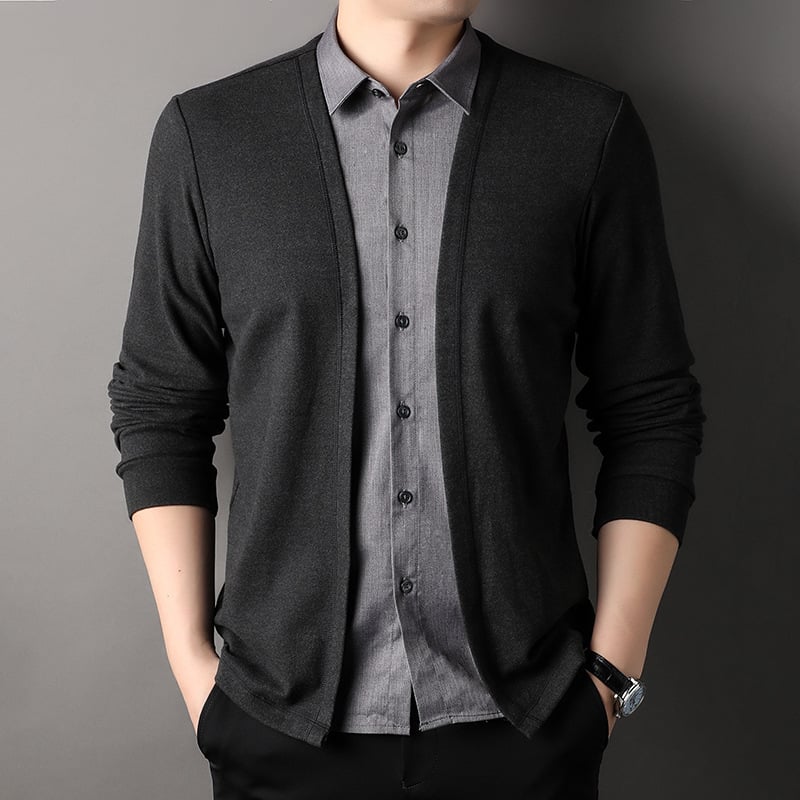 🔥50% OFF!✨Men's fake two-piece shirt collar knitted cardigan