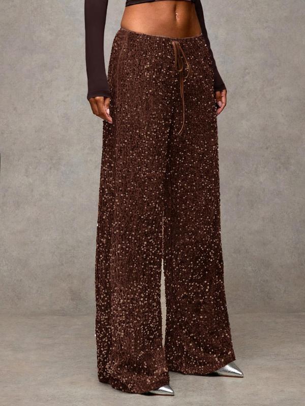 🖤 Black Friday Early Access: 50% OFF 🖤Women's Glitter Fashion Adjustable Drawstring Slimming Elastic Waist Straight-Leg Pants