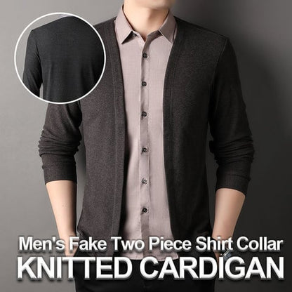 🔥50% OFF!✨Men's fake two-piece shirt collar knitted cardigan