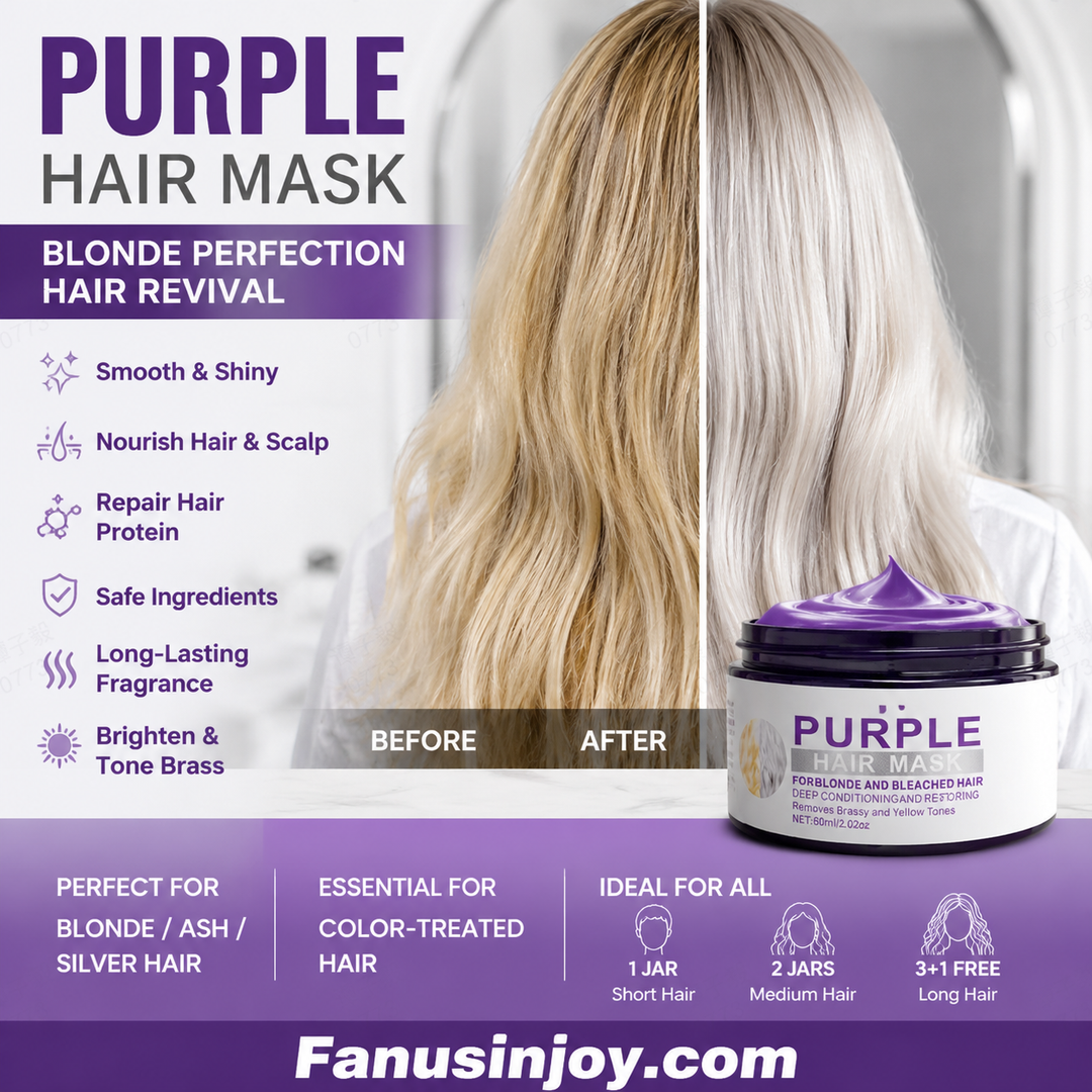 👱‍♀️Want to lighten your hair color?Your hair needs urgent care!Moisturizing Purple Hair Mask with Long-Lasting Scent