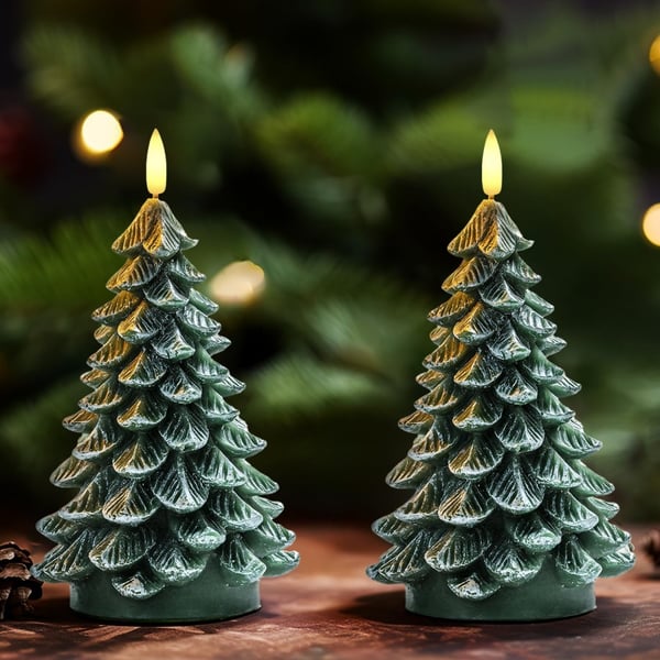 Christmas Tree Waxy LED Flameless Candles