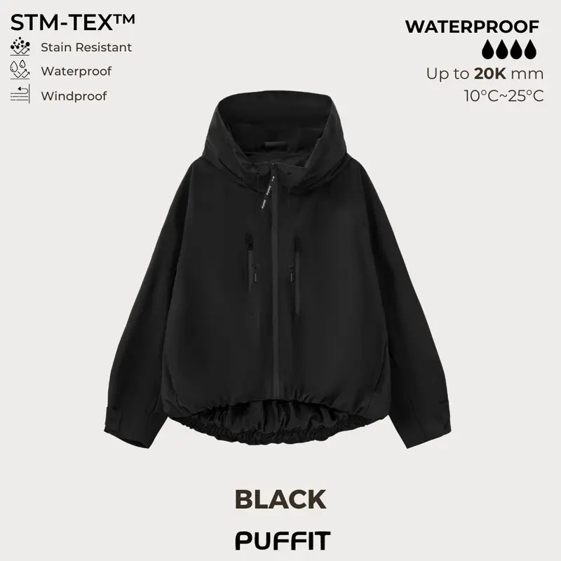 📢2026 Hot Sale 50% OFF!!🍃⏰Wide-Brim Hood Short Oversized Rain Jacket With Bubble Hem,👍⛈️Waterproof & Lightweight & Adjustable Cuffs