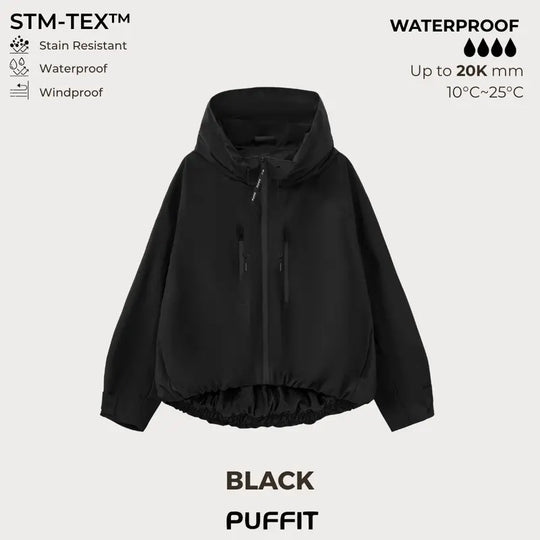 📢2026 Hot Sale 50% OFF!!🍃⏰Wide-Brim Hood Short Oversized Rain Jacket With Bubble Hem,👍⛈️Waterproof & Lightweight & Adjustable Cuffs