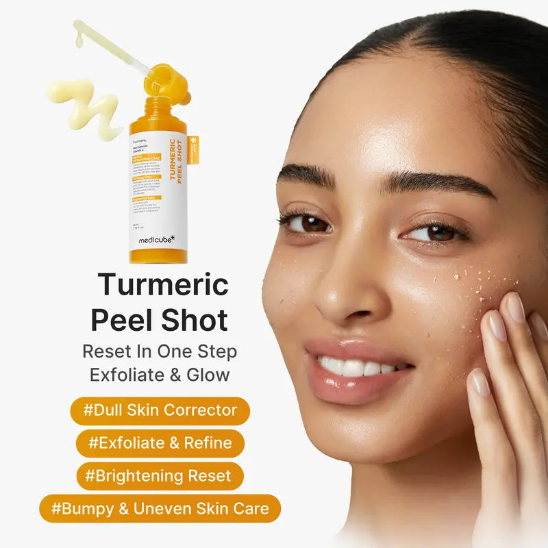 [medicube] Kojic Acid Turmeric Peel Shot Duo For Face & Body | Brightening Reset Gentle Exfoliating Serum with BHA, LHA & PHA for Dead Skin Cells, Blackheads & Excess Sebum | For Dull, Rough & Troubled Skin