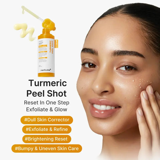 [medicube] Kojic Acid Turmeric Peel Shot Duo For Face & Body | Brightening Reset Gentle Exfoliating Serum with BHA, LHA & PHA for Dead Skin Cells, Blackheads & Excess Sebum | For Dull, Rough & Troubled Skin