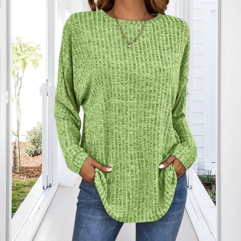 💎50% OFF! 💎 Casual Long-Sleeve Top – Soft Knit, Loose Fit & Versatile Style for All Body Types 🌸🧥